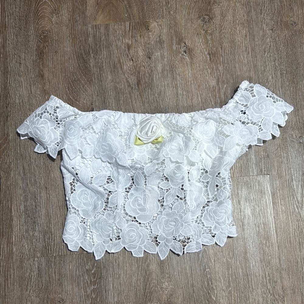 Elegant White Lace Off-Shoulder Top